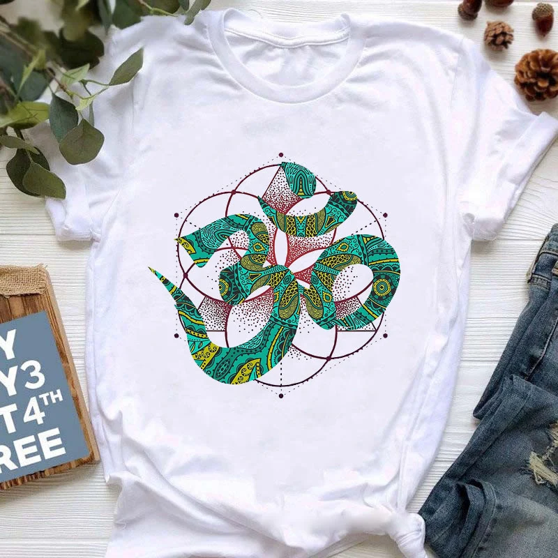 Olivenorma Buddha Yoga Meditation Top Bunt bedrucktes T-Shirt