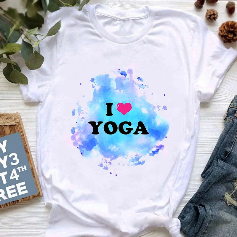 Olivenorma Buddha Yoga Meditation Top Bunt bedrucktes T-Shirt