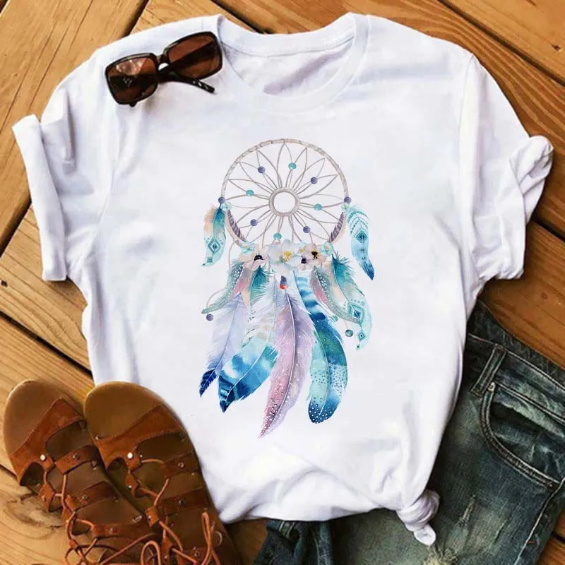 Olivenorma T-Shirt aus Baumwolle mit Traumfänger-Print