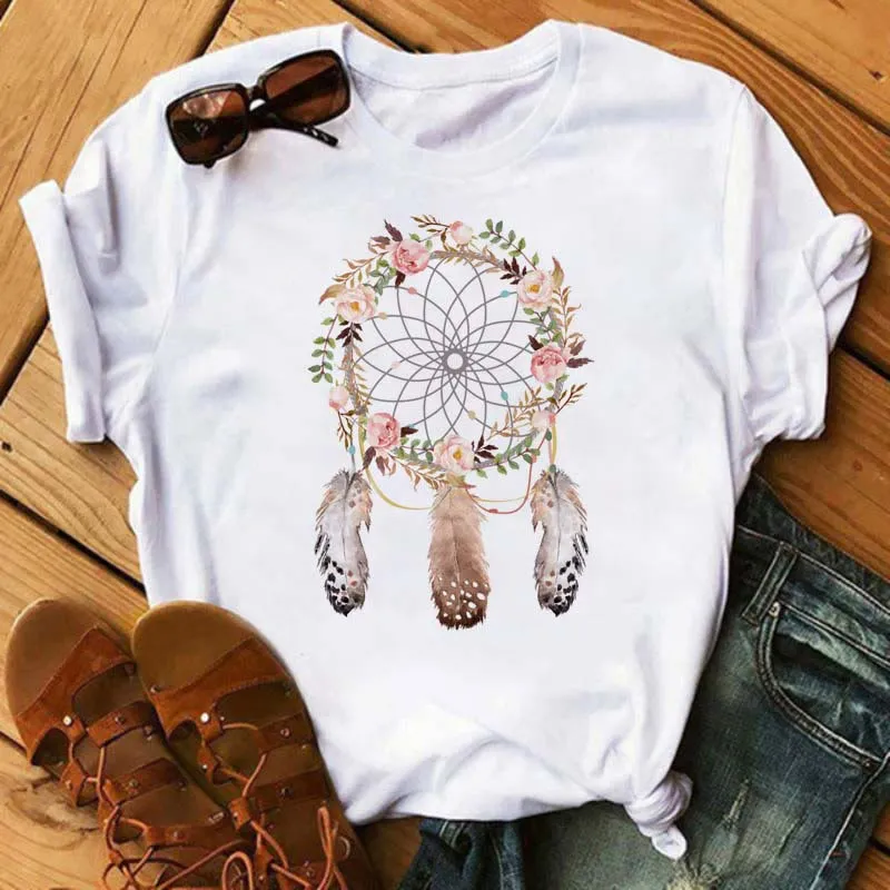 Olivenorma T-Shirt aus Baumwolle mit Traumfänger-Print