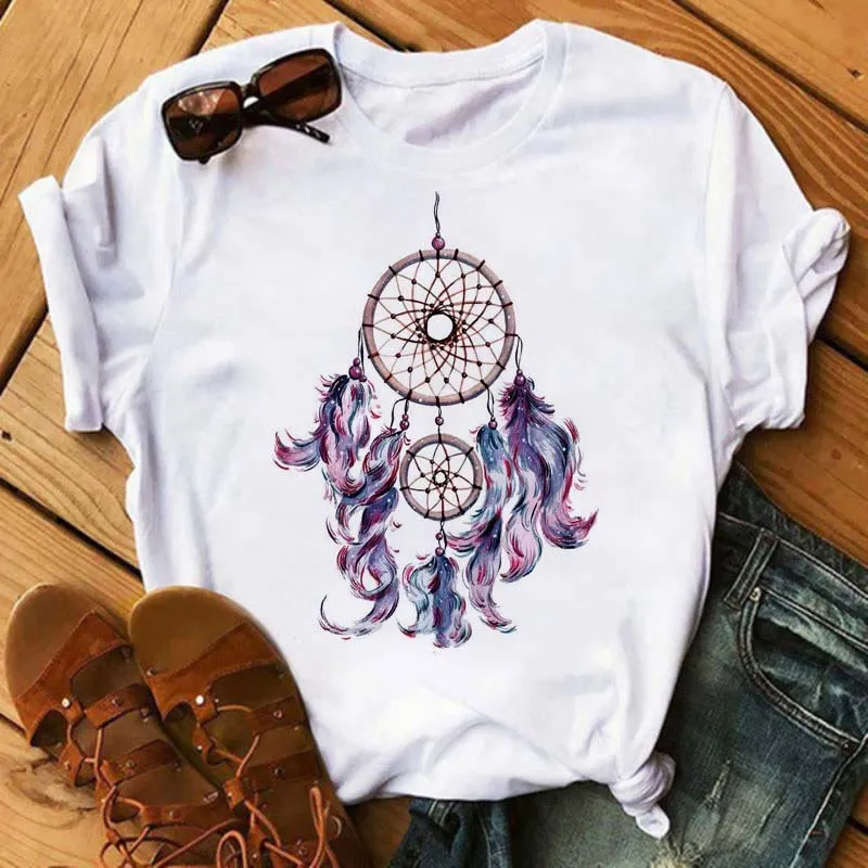 Olivenorma T-Shirt aus Baumwolle mit Traumfänger-Print