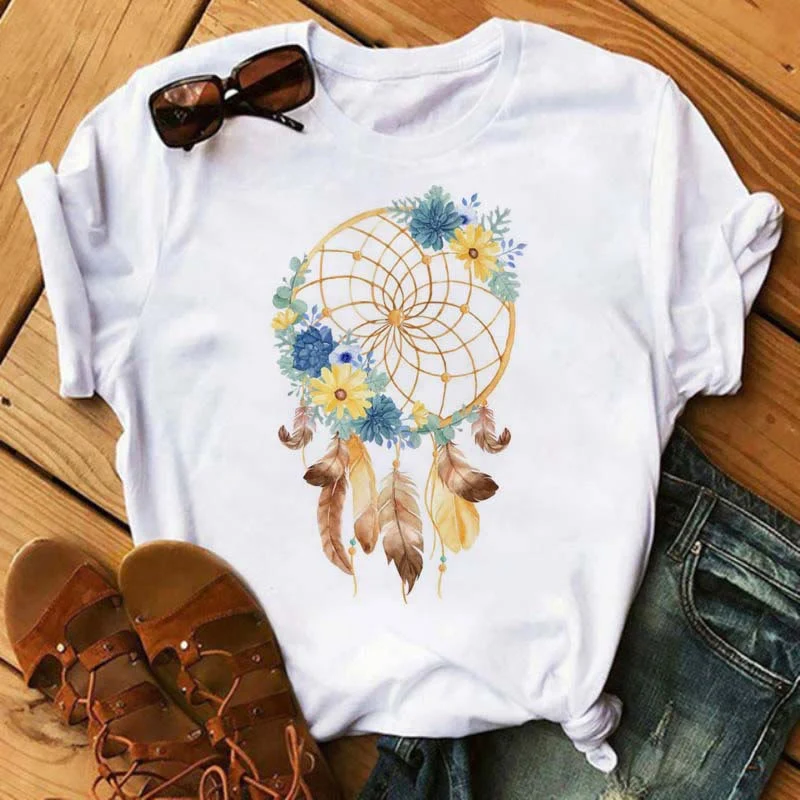 Olivenorma T-Shirt aus Baumwolle mit Traumfänger-Print