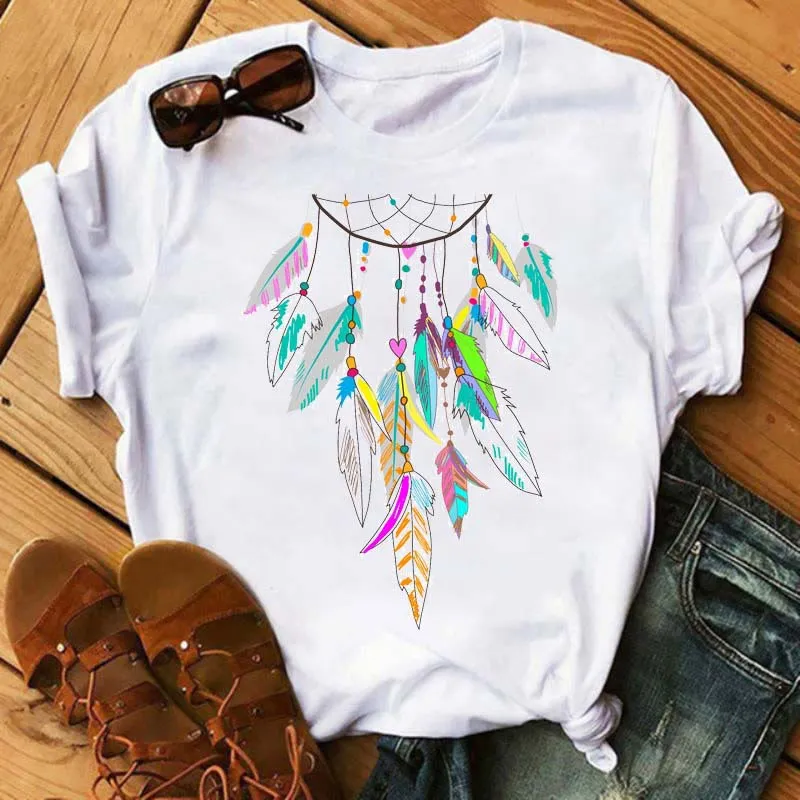 Olivenorma T-Shirt aus Baumwolle mit Traumfänger-Print