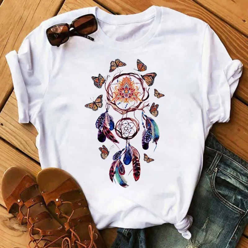 Olivenorma T-Shirt aus Baumwolle mit Traumfänger-Print