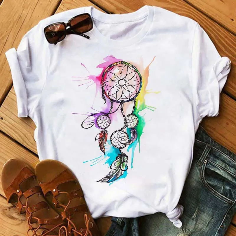 Olivenorma T-Shirt aus Baumwolle mit Traumfänger-Print