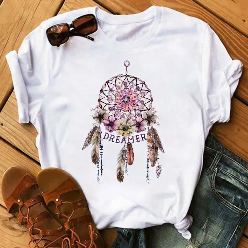 Olivenorma T-Shirt aus Baumwolle mit Traumfänger-Print