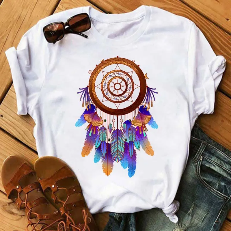Olivenorma T-Shirt aus Baumwolle mit Traumfänger-Print