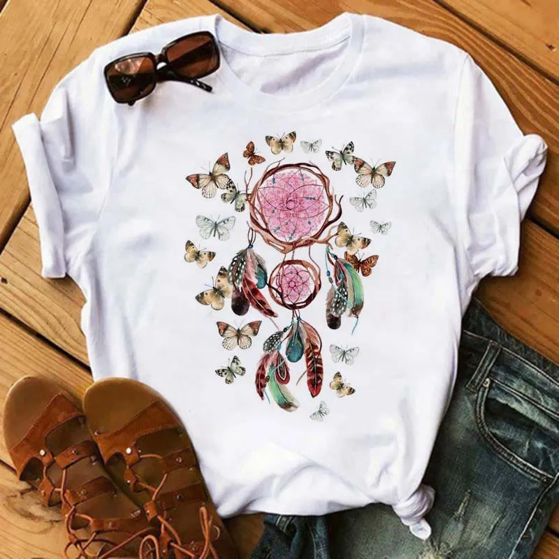 Olivenorma T-Shirt aus Baumwolle mit Traumfänger-Print