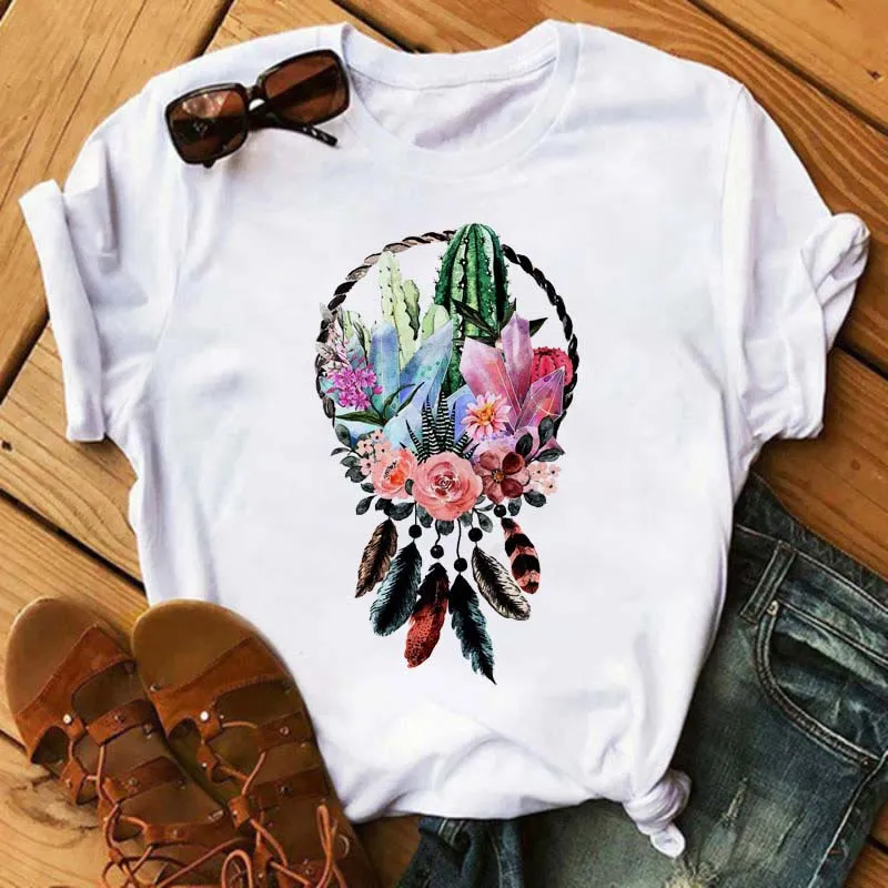 Olivenorma T-Shirt aus Baumwolle mit Traumfänger-Print