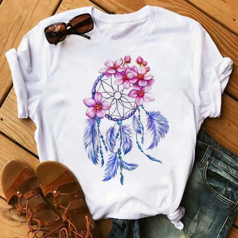 Olivenorma T-Shirt aus Baumwolle mit „Dreamcatcher Tree of Life“-Print
