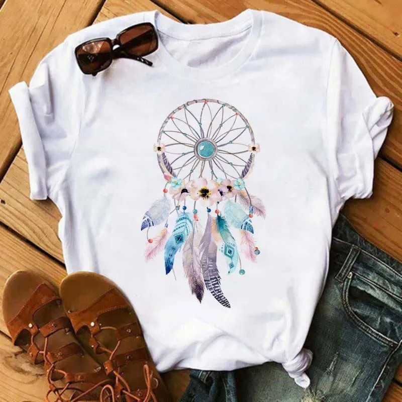 Olivenorma T-Shirt aus Baumwolle mit „Dreamcatcher Tree of Life“-Print