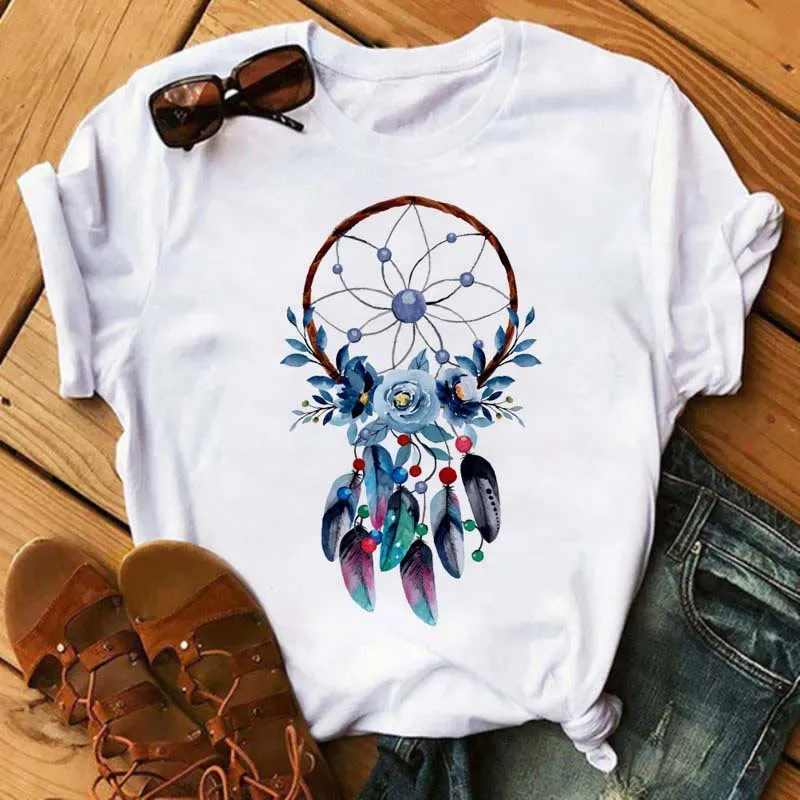 Olivenorma T-Shirt aus Baumwolle mit „Dreamcatcher Tree of Life“-Print