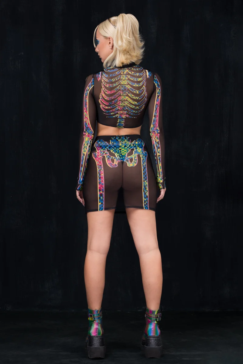 holoGlitch Mesh Skirt