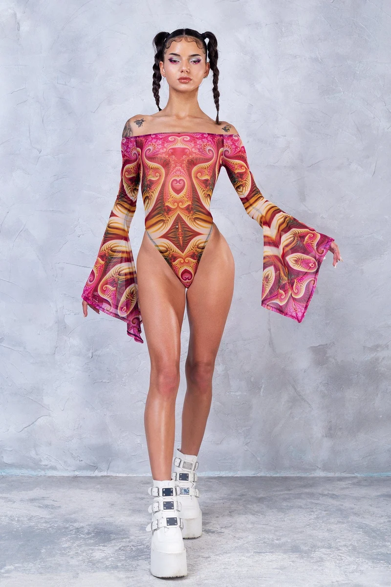 Serenity Bell sleeve Mesh Bodysuit