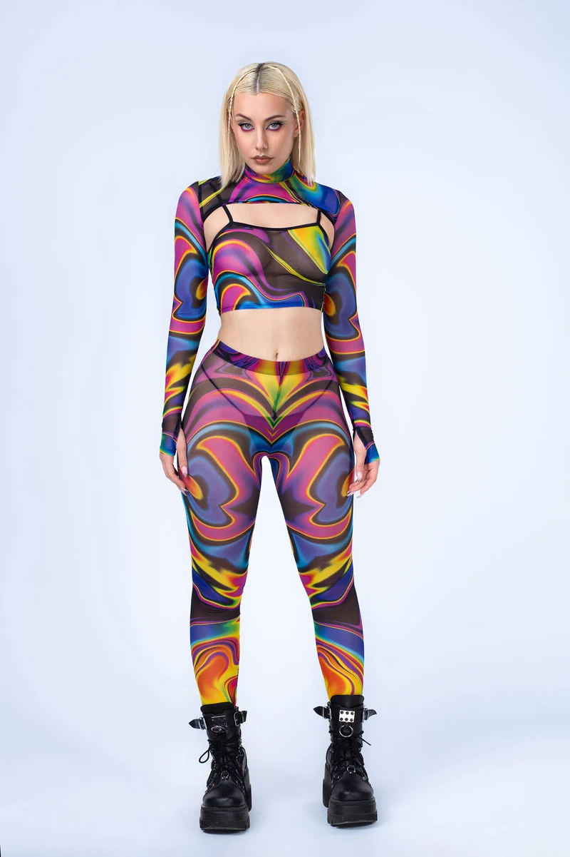 Space Fuel Mesh 2 Piece Shrug Top