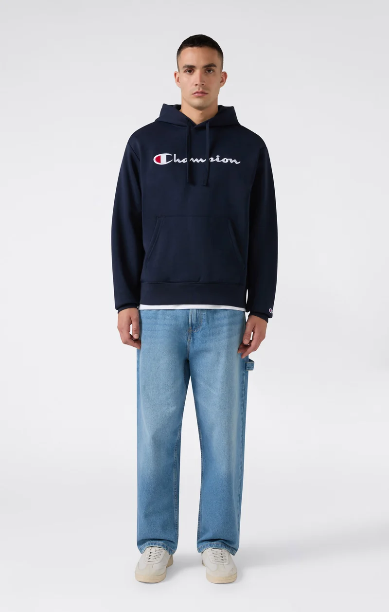 Men’s Hooded Sweatshirt with Maxi Logo and Brushed Interior