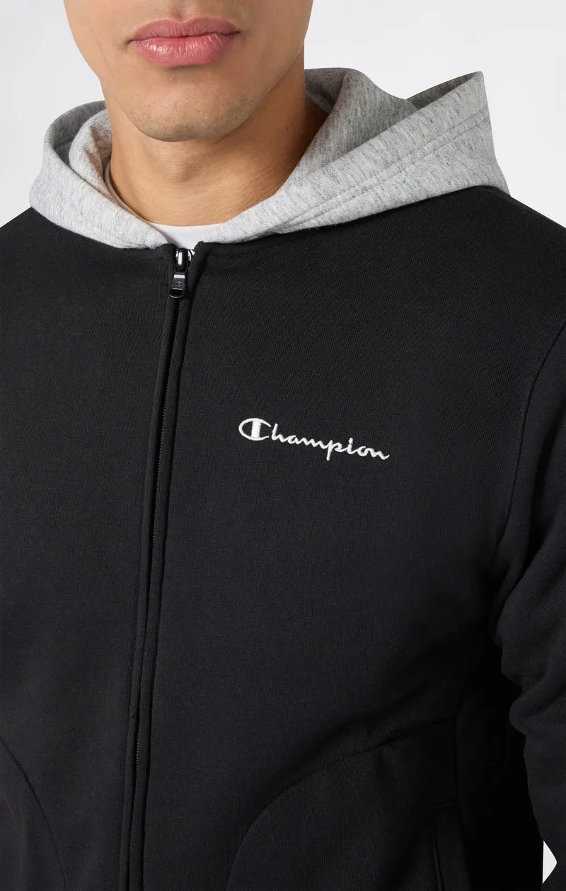 Men's Full-Zip Tracksuit with Contrast Hood and Brushed Inside