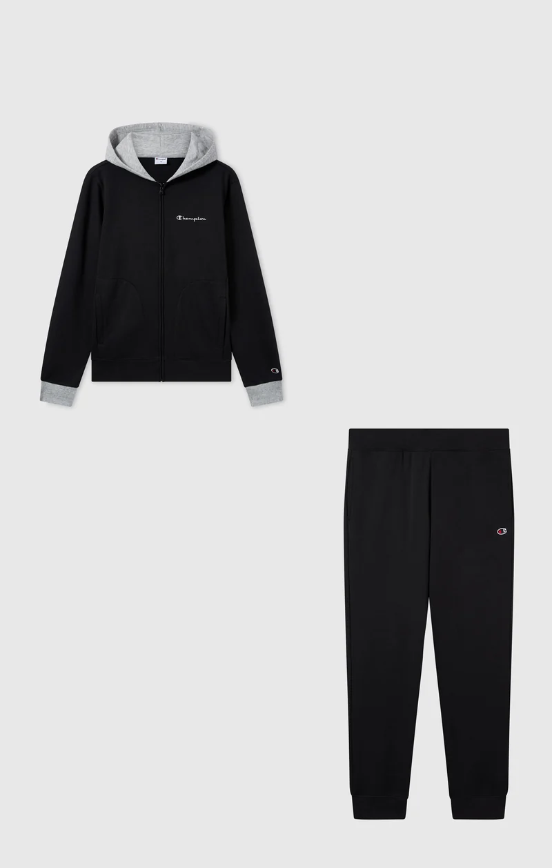 Men's Full-Zip Tracksuit with Contrast Hood and Brushed Inside