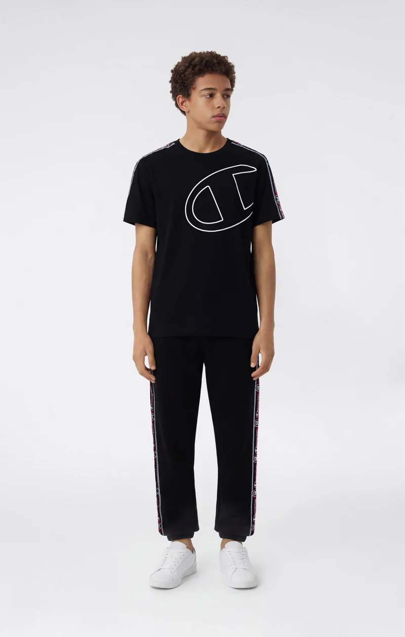 Boys’ Cotton T-Shirt with Tape and Maxi C Logo