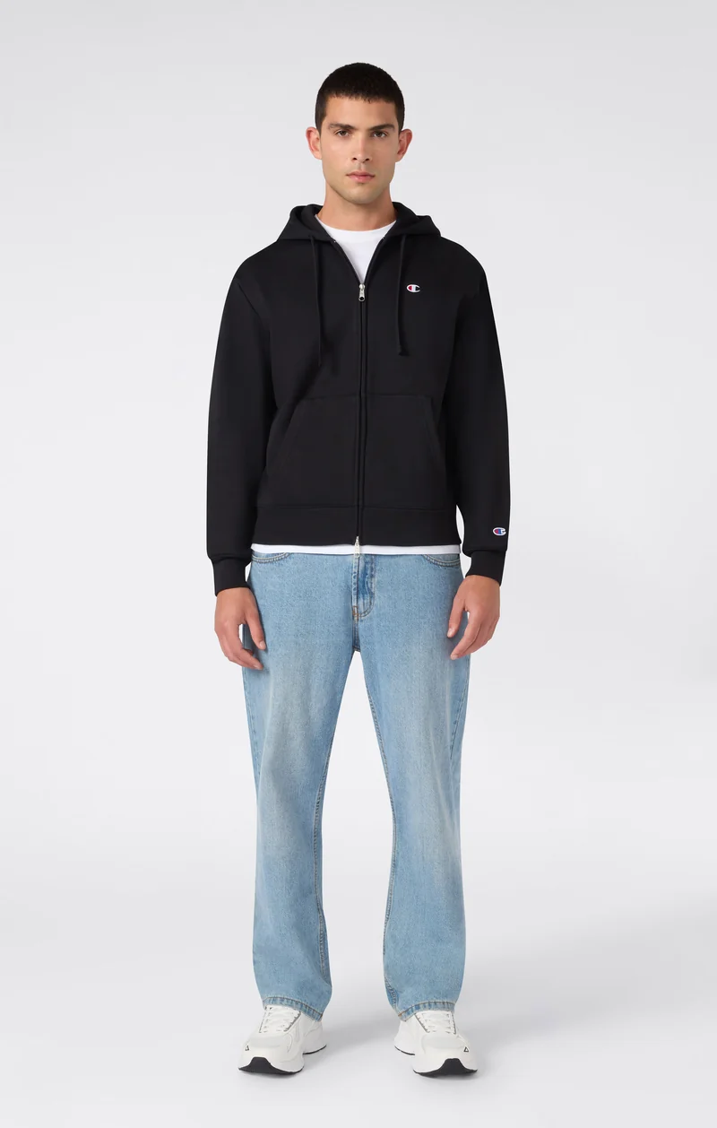 Men’s Full-Zip Hooded Sweatshirt with C Logo and Brushed Interior