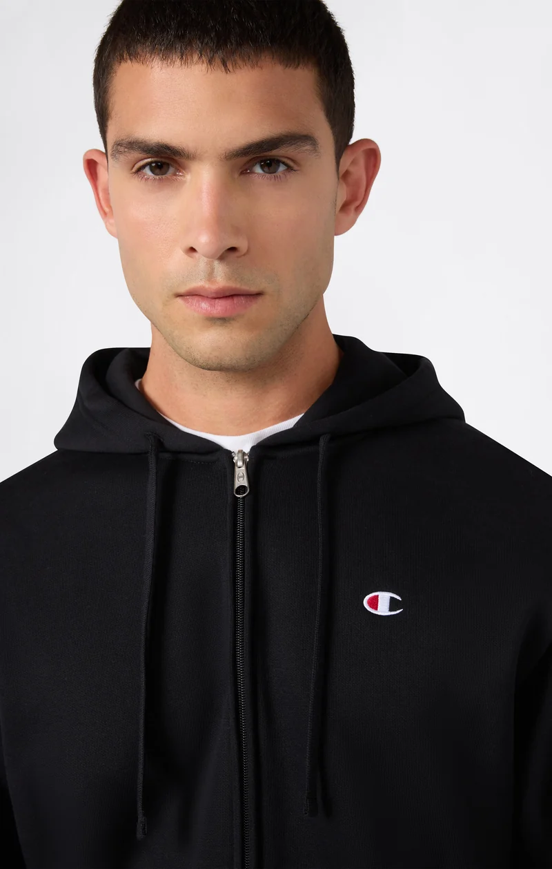 Men’s Full-Zip Hooded Sweatshirt with C Logo and Brushed Interior