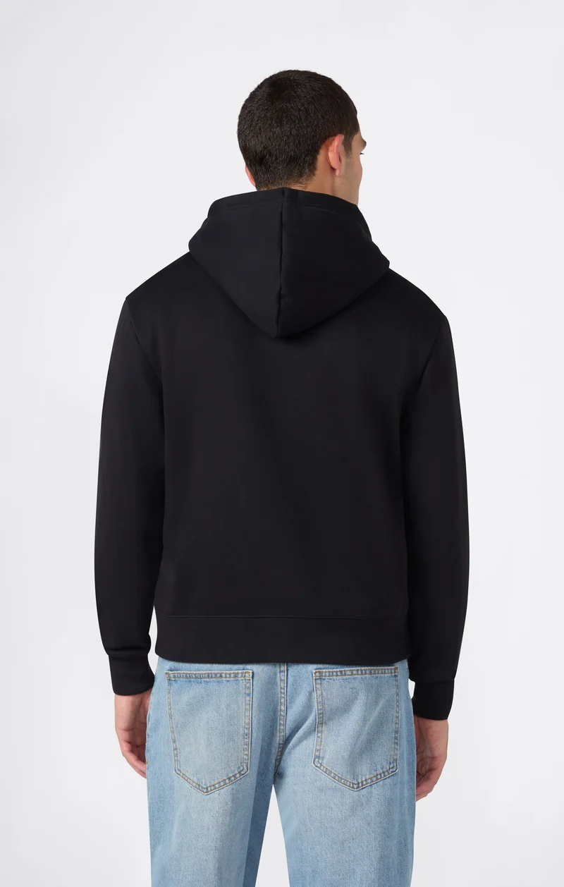 Men’s Full-Zip Hooded Sweatshirt with C Logo and Brushed Interior