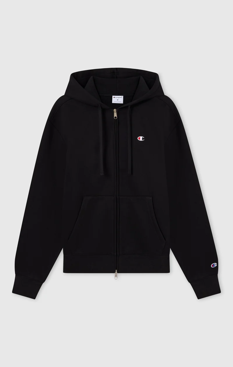 Men’s Full-Zip Hooded Sweatshirt with C Logo and Brushed Interior
