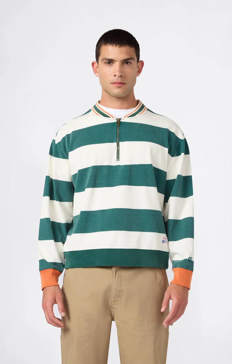 Men’s Striped Long Sleeve Polo Shirt Modern Ametora