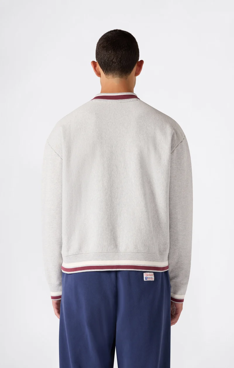 Men’s Reverse Weave Polo Collar Sweatshirt with Brushed Interior Modern Ametora
