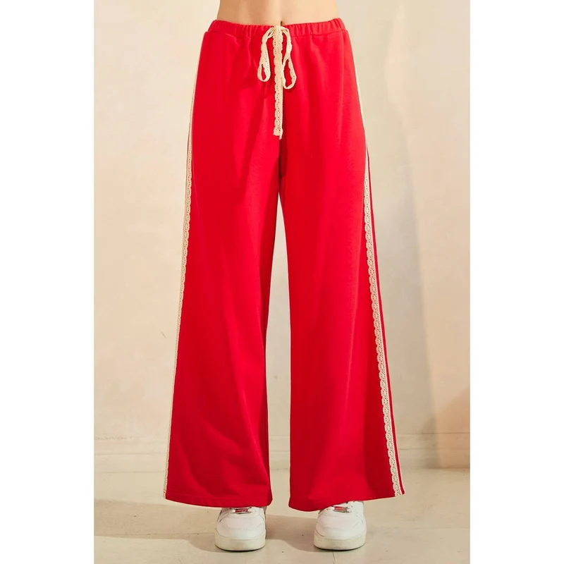 Terry Lace Detail Track Sweatpants