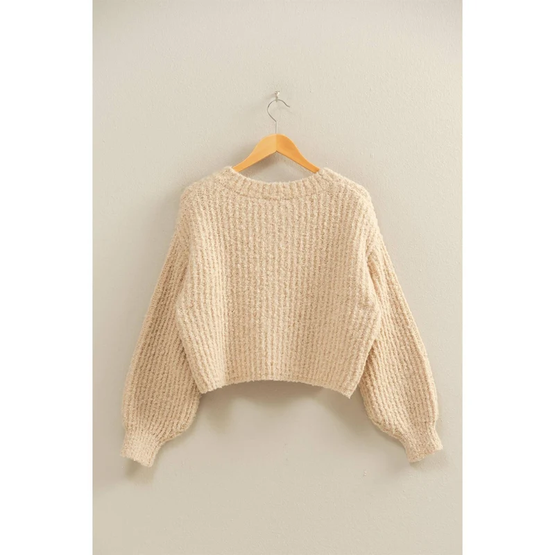 Fluffy Knit Button-Up Cardigan Sweater