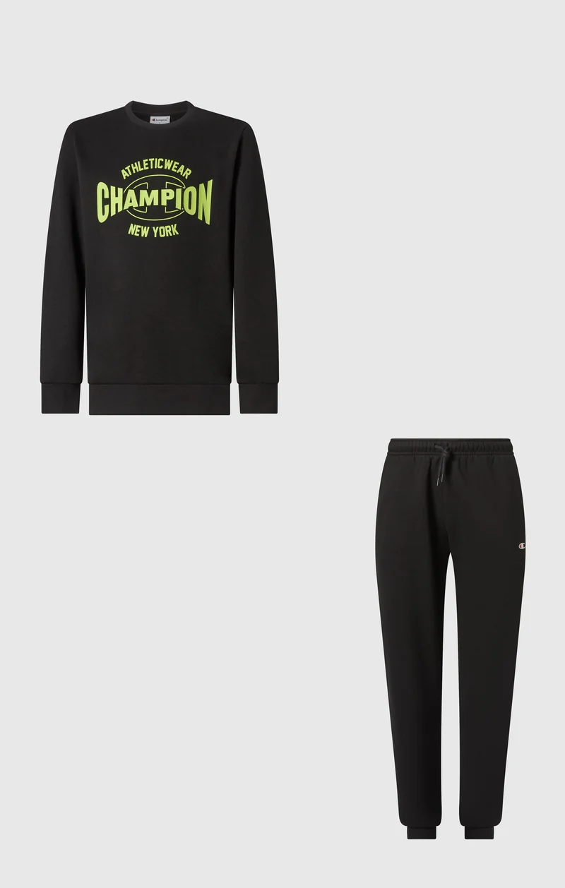 Boys' Crew Neck Tracksuit with Logo and Brushed Inside