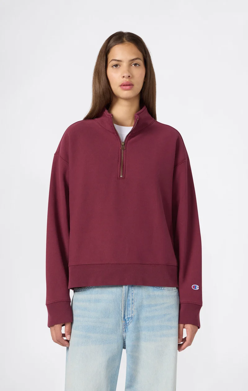 Women’s Reverse Weave Crop Half-Zip Sweatshirt with Brushed Interior
