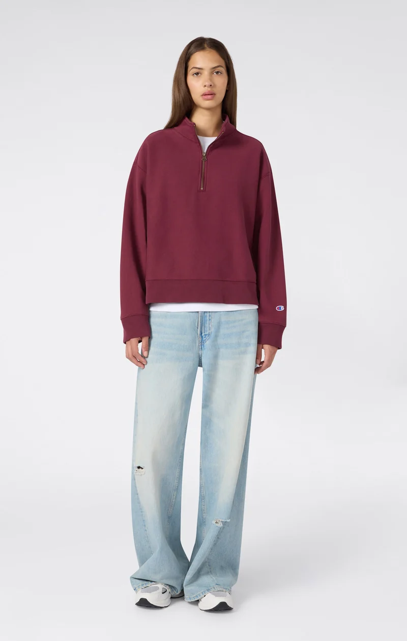 Women’s Reverse Weave Crop Half-Zip Sweatshirt with Brushed Interior
