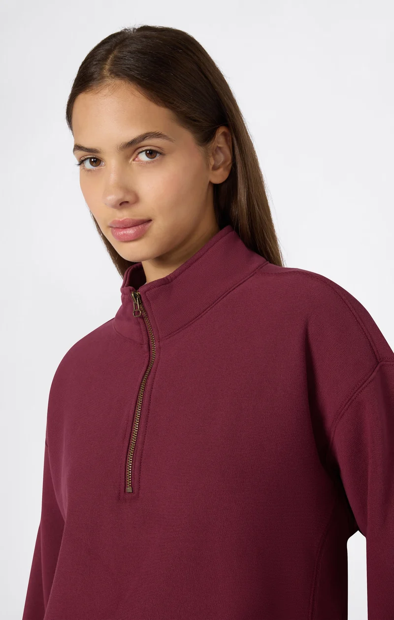 Women’s Reverse Weave Crop Half-Zip Sweatshirt with Brushed Interior