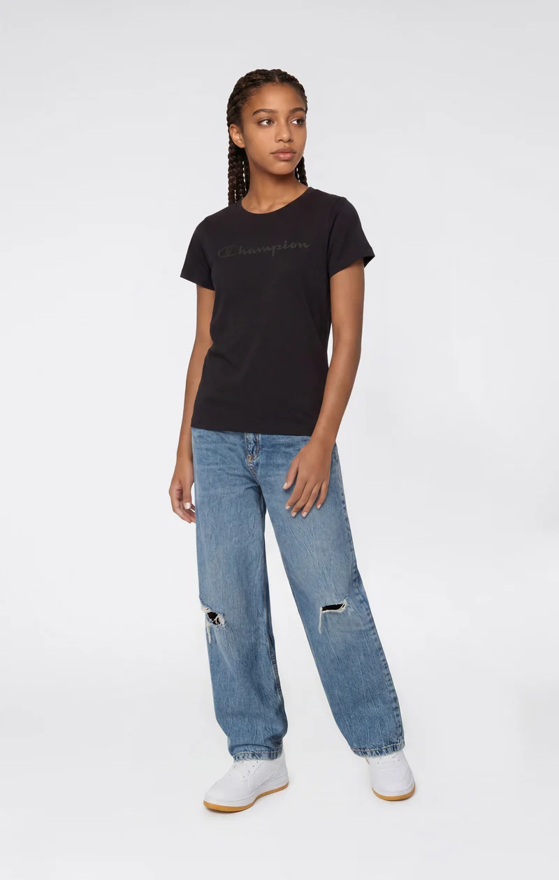 Girls’ Cotton T-Shirt with Maxi Logo