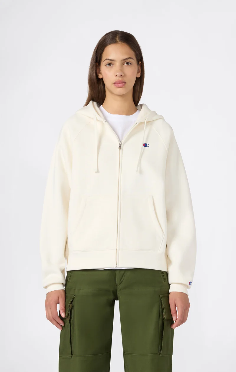 Women’s Full-Zip Hooded Sweatshirt with C Logo and Brushed Interior