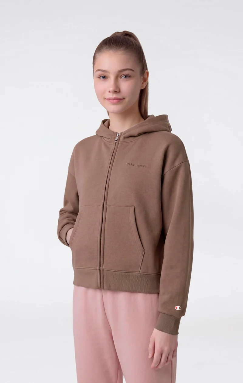 Girls’ Full-Zip Hooded Sweatshirt with Brushed Interior