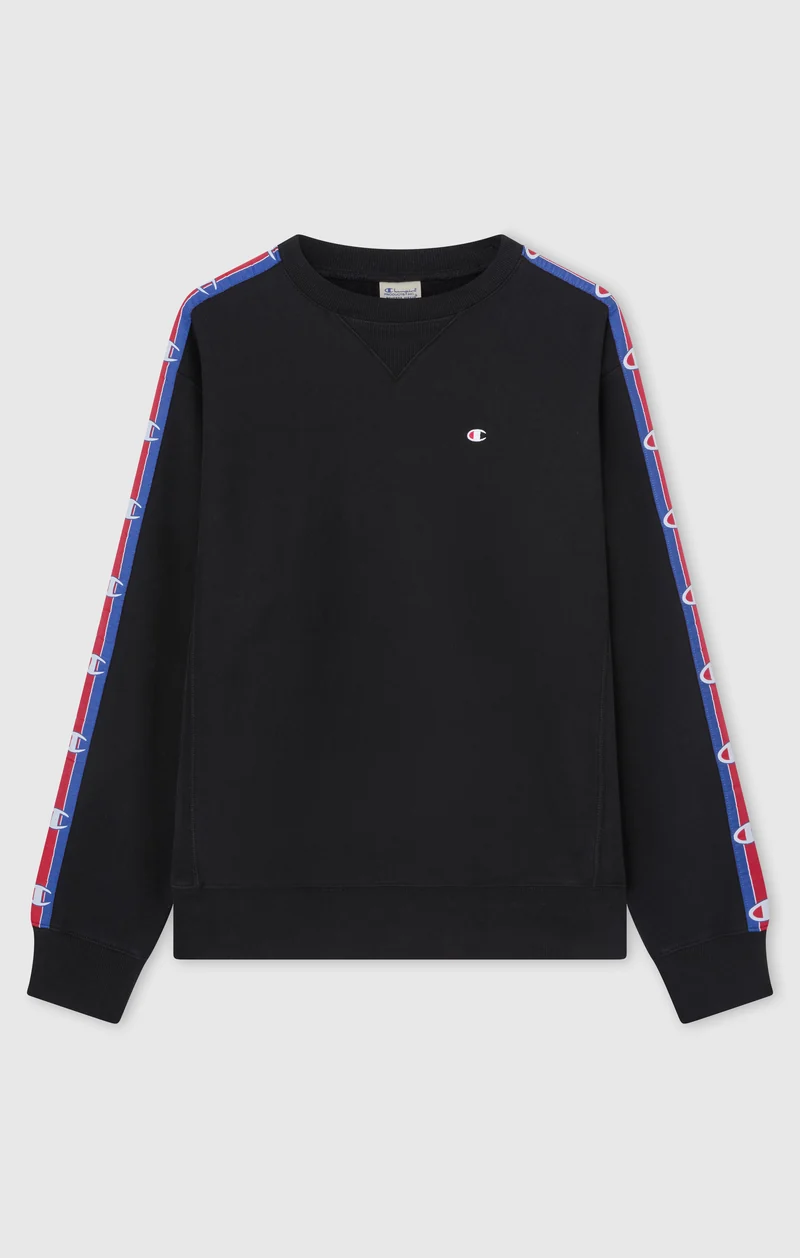 Men’s Reverse Weave Crewneck Sweatshirt with Brushed Interior and Logo Tape