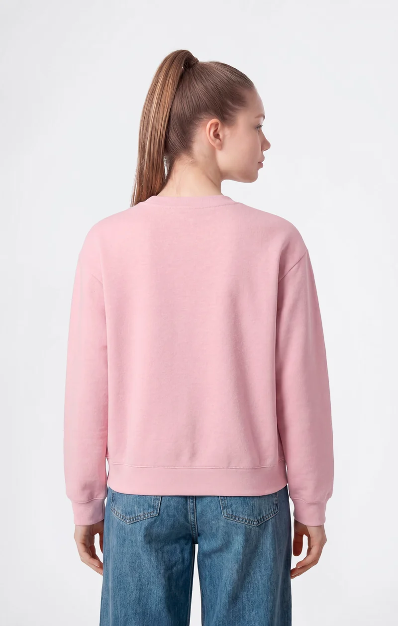 Girls’ Crewneck Sweatshirt with Maxi Logo and Brushed Interior