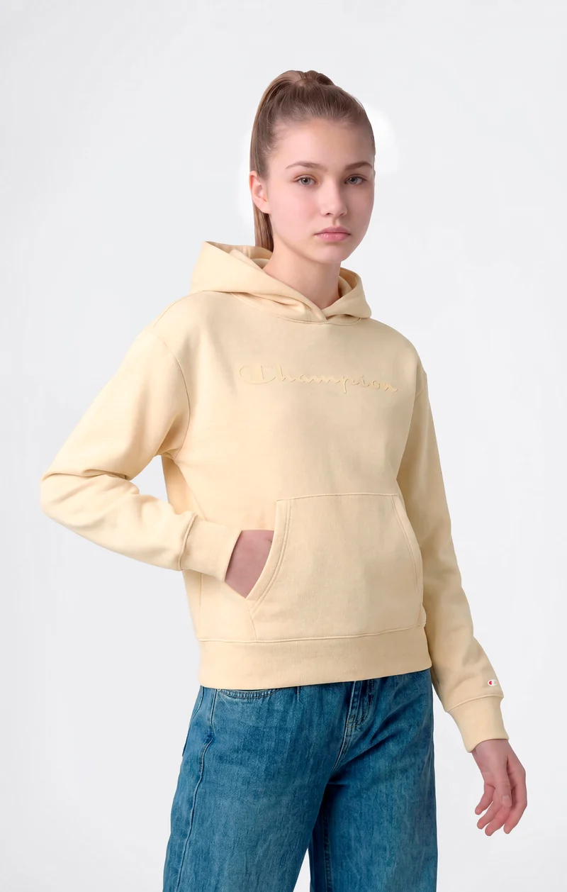 Girls’ Hooded Sweatshirt with Maxi Logo and Brushed Interior