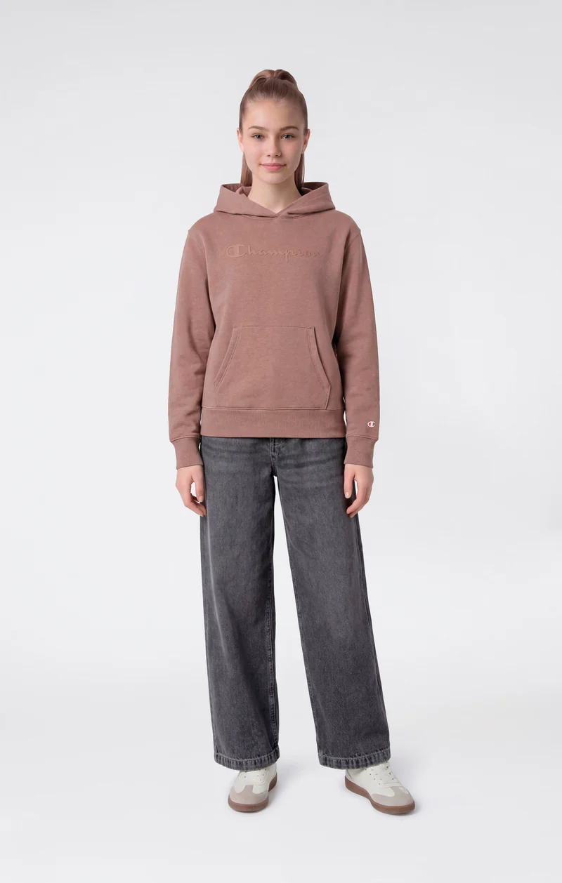 Girls’ Hooded Sweatshirt with Maxi Logo and Brushed Interior