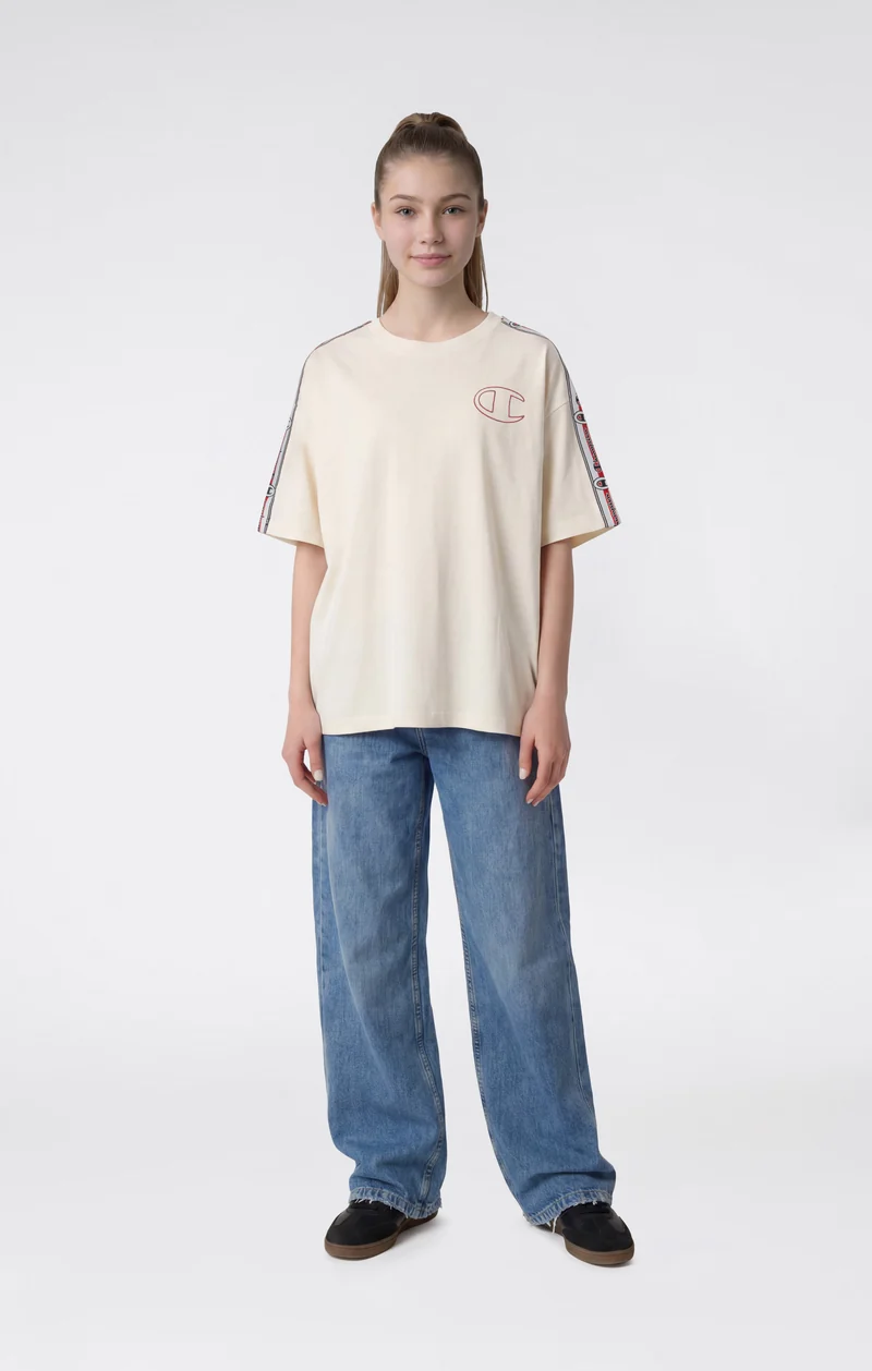 Girls’ Oversized Cotton T-Shirt with Tape