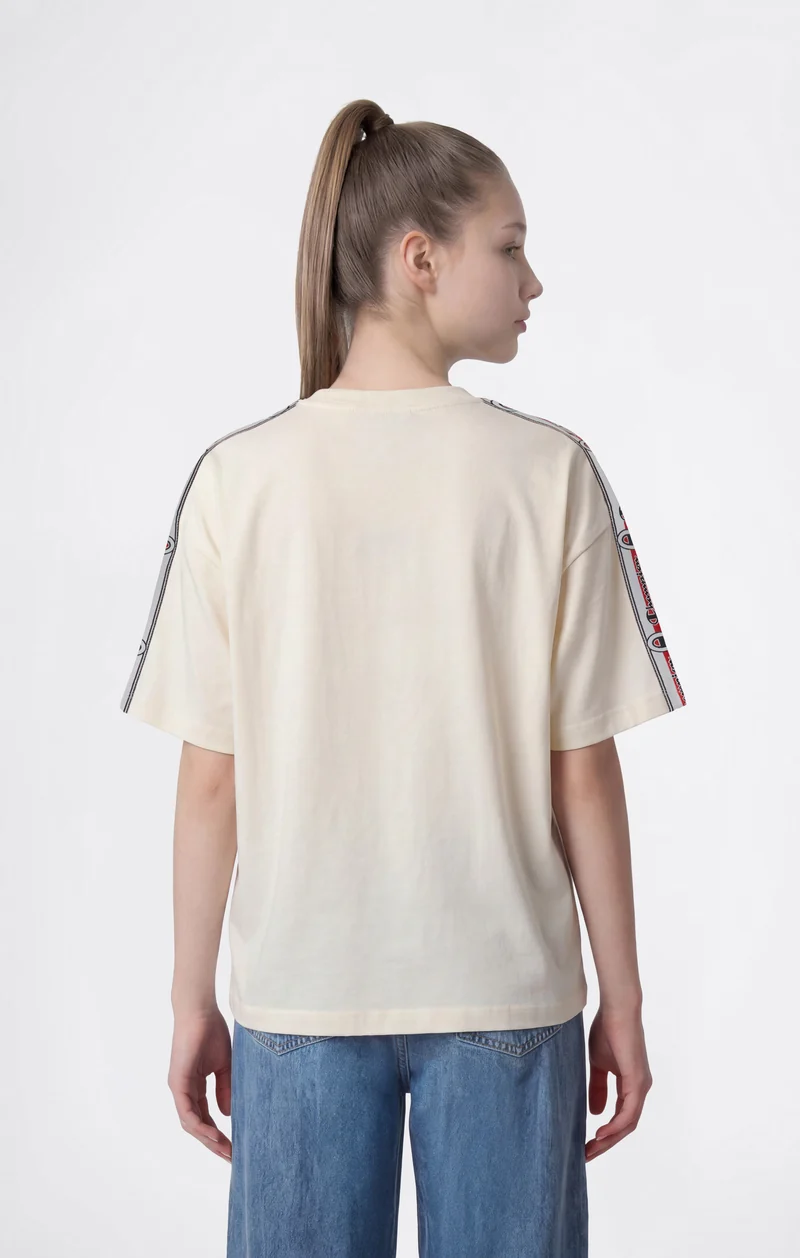 Girls’ Oversized Cotton T-Shirt with Tape