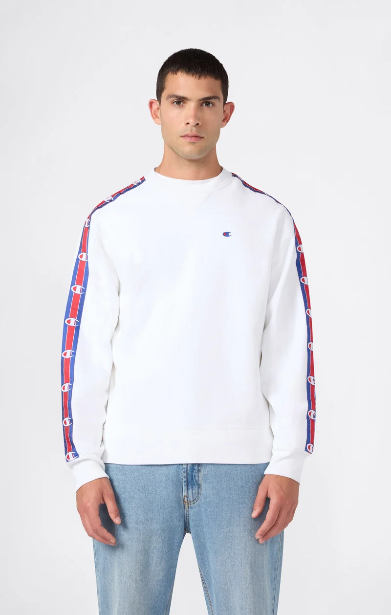 Men’s Reverse Weave Crewneck Sweatshirt with Brushed Interior and Logo Tape