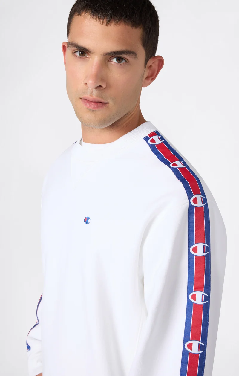 Men’s Reverse Weave Crewneck Sweatshirt with Brushed Interior and Logo Tape