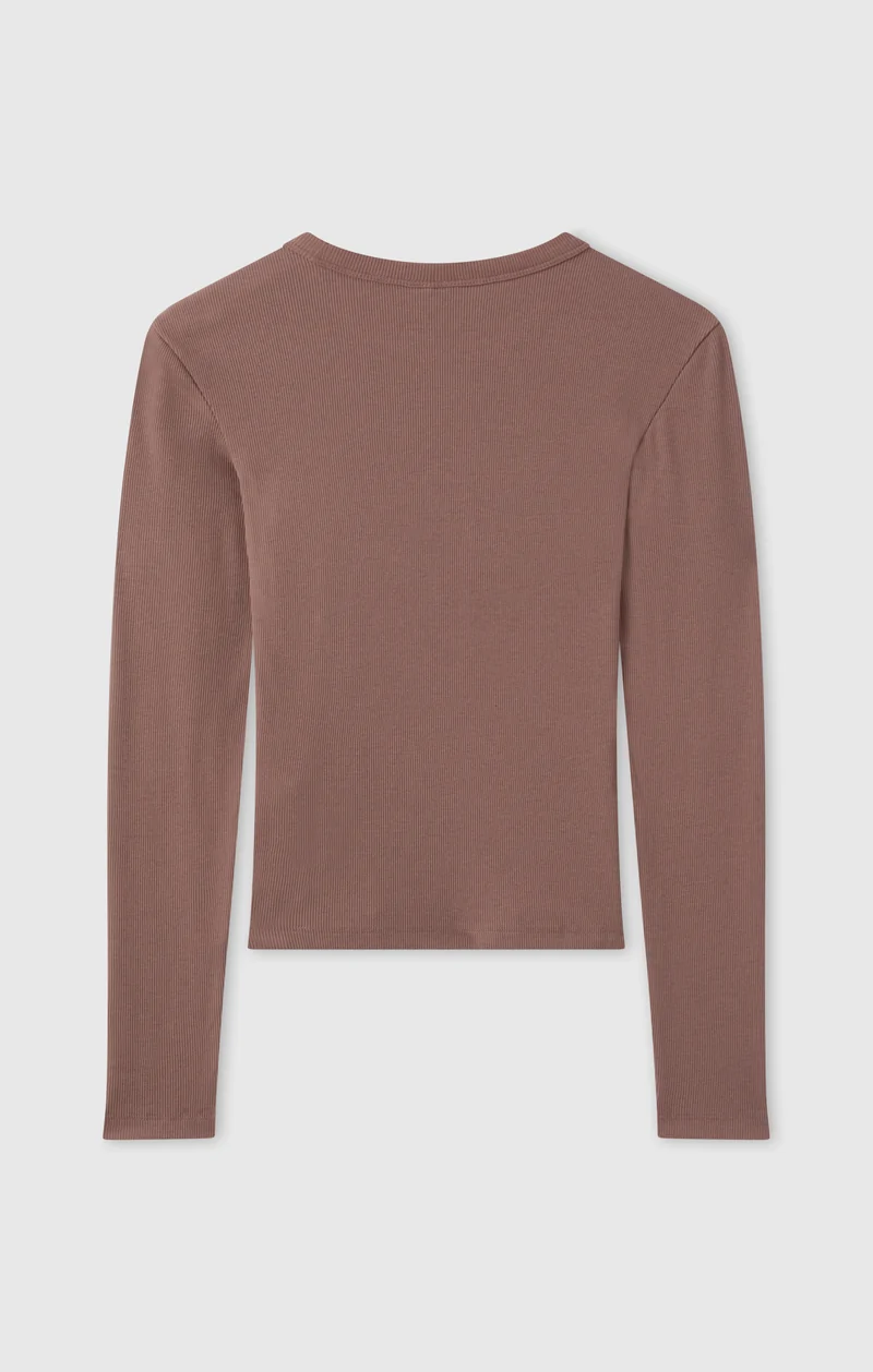 Women’s Long Sleeve T-Shirt in Stretch Ribbed Fabric