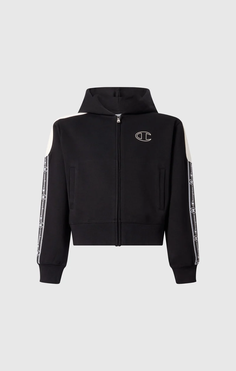 Girls’ Full-Zip Hooded Sweatshirt with Tape