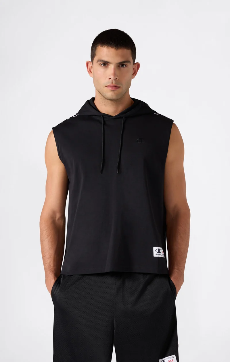 Men’s Hooded Sleeveless T-Shirt with Tape