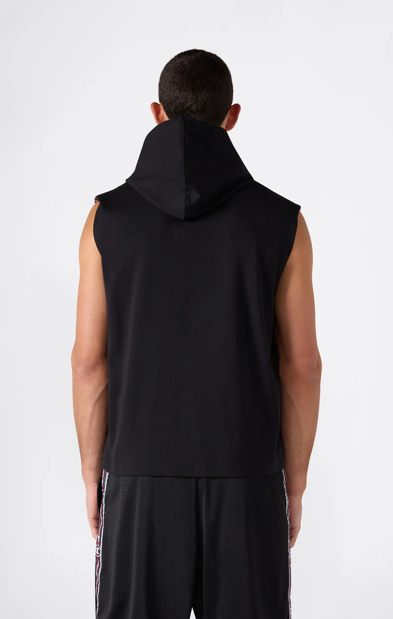Men’s Hooded Sleeveless T-Shirt with Tape